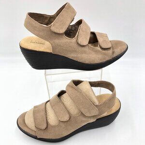 Basic Editions Sandals Taupe Wedge Sandals Sz 6
